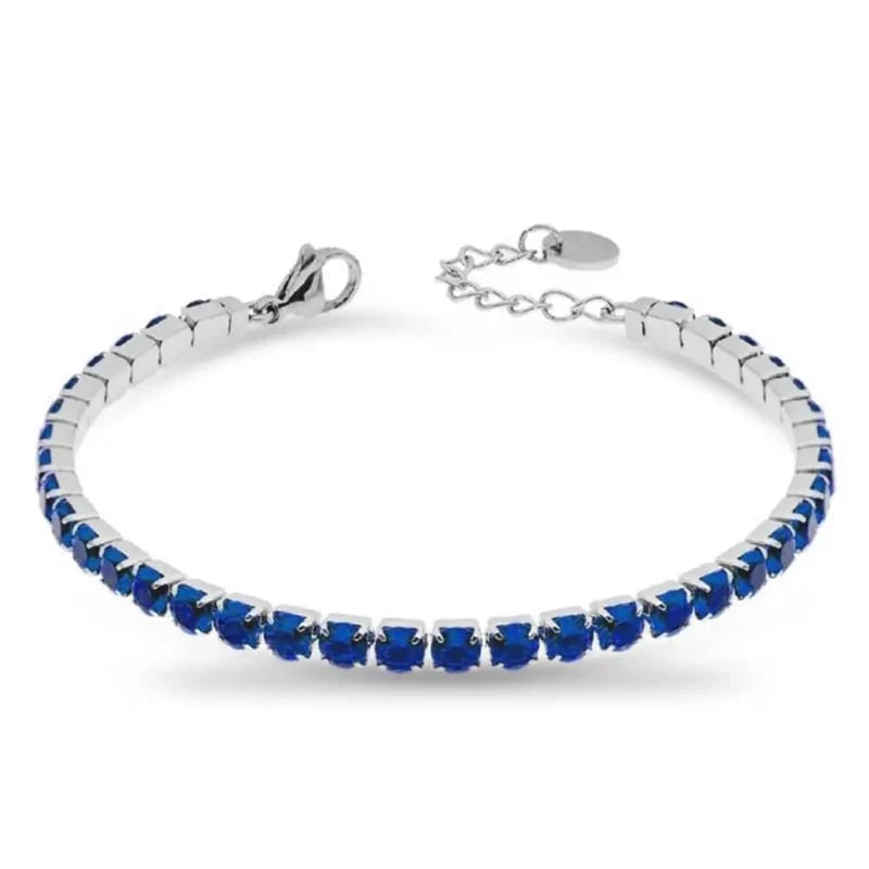 Freddy FJ-20026 Bracciale Tennis Silver con Gemme Blu - 4 mm