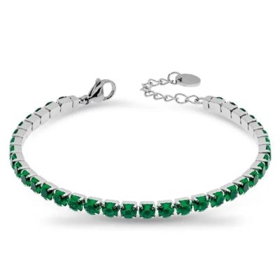 Freddy FJ-20028 Bracciale Tennis Silver con Gemme Verdi - 4 mm