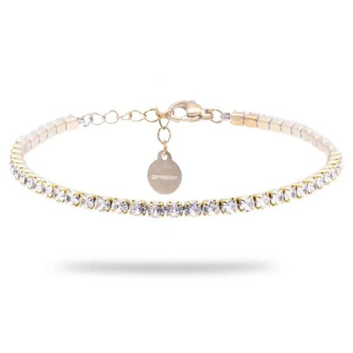 Bracciale Tennis Gold con Gemme Bianche - 3 mm Freddy FJ-20032
