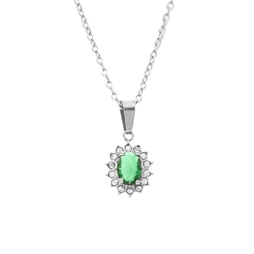 Collana Gemma Verde Silver Freddy FJ-30002