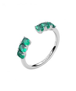 Anello contrarié Brosway FLG10C Fancy argento 925 misura 14 con zirconi verde smeraldo