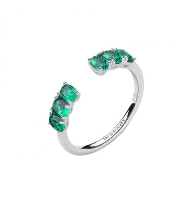 Anello contrarié Brosway FLG10C Fancy argento 925 misura 14 con zirconi verde smeraldo