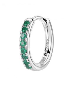 Orecchino singolo a cerchietto Brosway FLG81 Fancy argento 925 con zirconi verde smeraldo