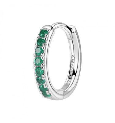 Orecchino singolo a cerchietto Brosway FLG81 Fancy argento 925 con zirconi verde smeraldo