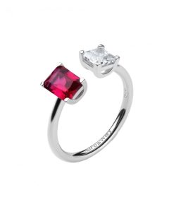 Anello contrarié Brosway FPR10C Fancy argento 925 misura 14 con zirconi bianco e rubino