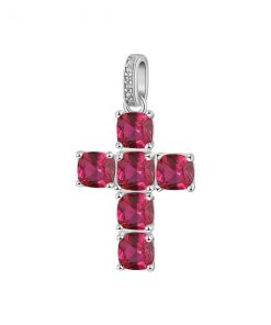 Charm Pendente Brosway FPR12 Fancy argento 925 a forma di croce con zirconi rubitno