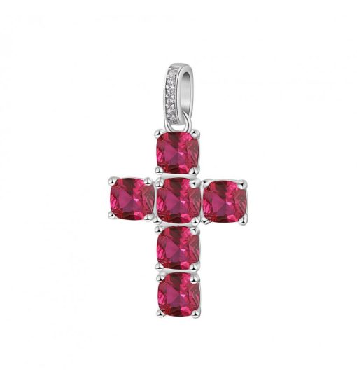 Charm Pendente Brosway FPR12 Fancy argento 925 a forma di croce con zirconi rubitno