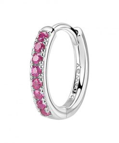 Orecchino singolo Brosway FPR85 a cerchietto in argento con cubic zirconia colore rubino