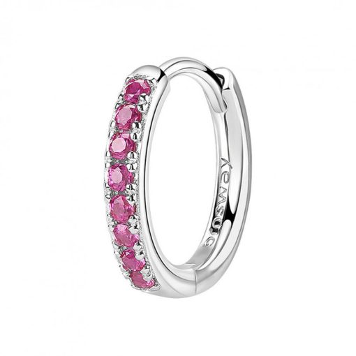 Orecchino singolo Brosway FPR85 a cerchietto in argento con cubic zirconia colore rubino