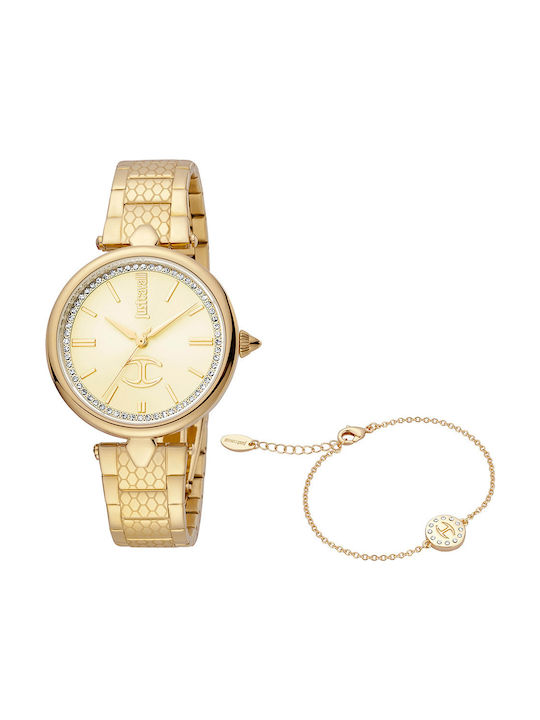Just Cavalli JC1L156M0055 Set Bracciale Valentines acciaio dorato quadrante light oro