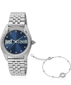 Just Cavalli JC1L195M0055 set bracciale acciaio silver quadrante blu