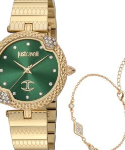 Just Cavalli JC1L197M0075 Set bracciale acciaio dorato quadrante verde
