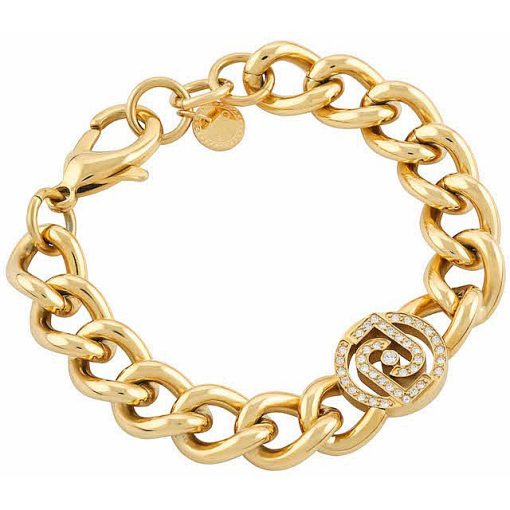 Bracciale Liu Jo LJ1623 catena larga con icona brillantini acciaio dorato
