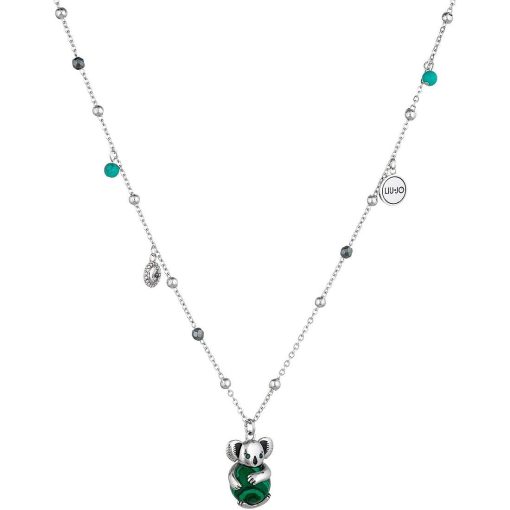 Collana Liu Jo LJ1625 Koala pietra verde acciaio silver