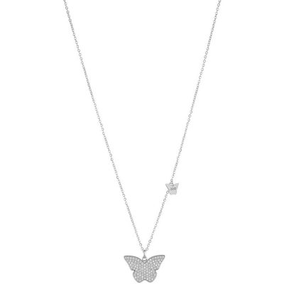 Collana Liu Jo LJ1638 Brilliant acciaio con pendente farfalle con cristalli