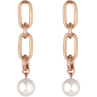 Orecchini Liu Jo LJ1739 Icona pendenti acciaio ramato con perla