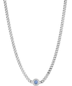 Collana Liu Jo LJ1744 Chains acciaio silver con pendente zirconi pietra blu