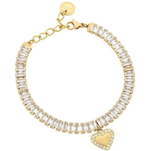 Bracciale Liu Jo LJ1824 acciaio dorato con zirconi e pendente a cuore