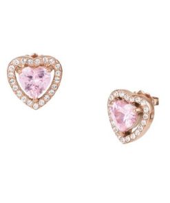 Orecchini Liu Jo LJ2123 Essential taglio cuore Pink acciaio ramato a lobo con cuore rosa