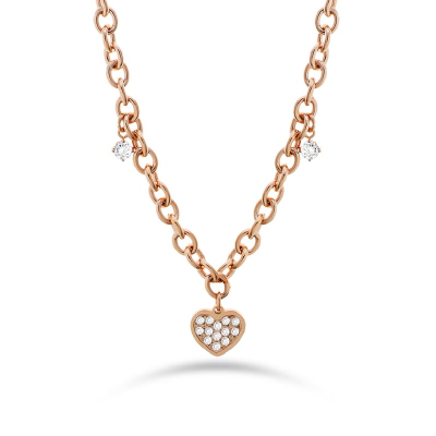 Collana  Liu Jo LJ2321 acciaio a catena ramata con zirconi e cuore