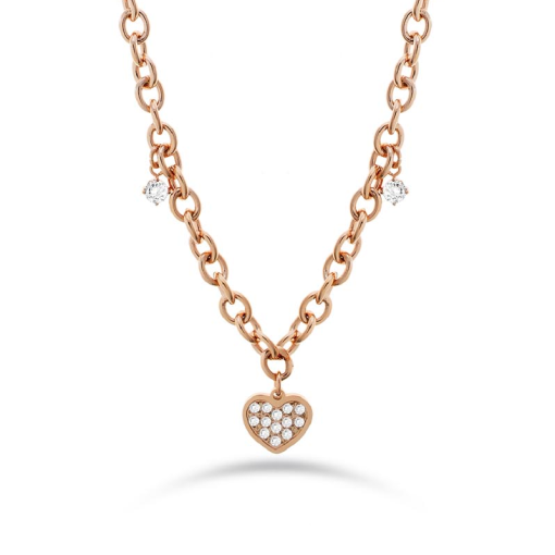 Collana  Liu Jo LJ2321 acciaio a catena ramata con zirconi e cuore