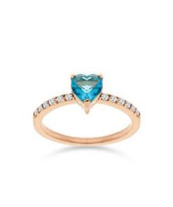 Anello Liu Jo LJ2440M12 acciaio ramato con zirconi forma cuore azzurro misura 12
