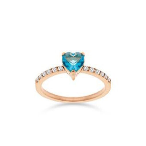 Anello Liu Jo LJ2440M14 acciaio ramato con zirconi forma cuore azzurro misura 14