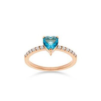 Anello Liu Jo LJ2440M18 acciaio ramato con zirconi forma cuore azzurro misura 18