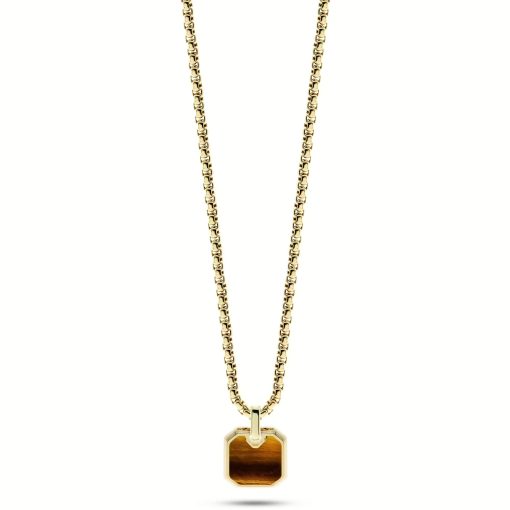 Collana acciaio dorato pietra onice marrone 55cm Liu Jo MLJ414