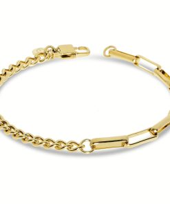 Bracciale uomo acciaio dorato doppia catena mix 21cm Liu Jo MLJ443
