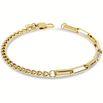 Bracciale uomo acciaio dorato doppia catena mix 21cm Liu Jo MLJ443
