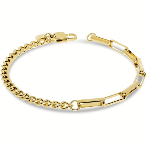 Bracciale uomo acciaio dorato doppia catena mix 21cm Liu Jo MLJ443