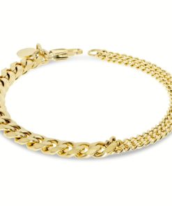 Bracciale uomo dorato doppia catena mix fune 21cm Liu Jo MLJ445