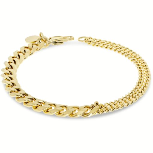 Bracciale uomo dorato doppia catena mix fune 21cm Liu Jo MLJ445