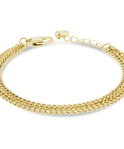Bracciale uomo acciaio dorato doppia catena 21cm Liu Jo MLJ447