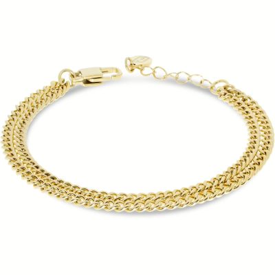 Bracciale uomo acciaio dorato doppia catena 21cm Liu Jo MLJ447