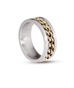 Anello acciaio silver con catena intrecciata dorata misura 18cm  Liu Jo MLJ469M18