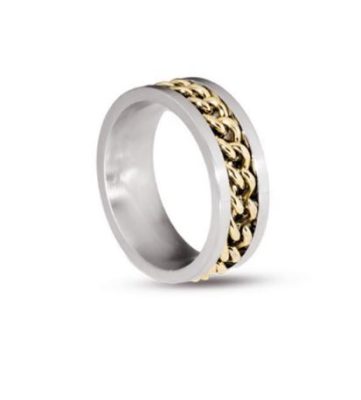 Anello acciaio silver con catena intrecciata dorata misura 26 Liu Jo MLJ469M26