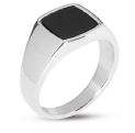 Anello uomo acciaio con pietra nera misura 22 Liu Jo MLJ503M22