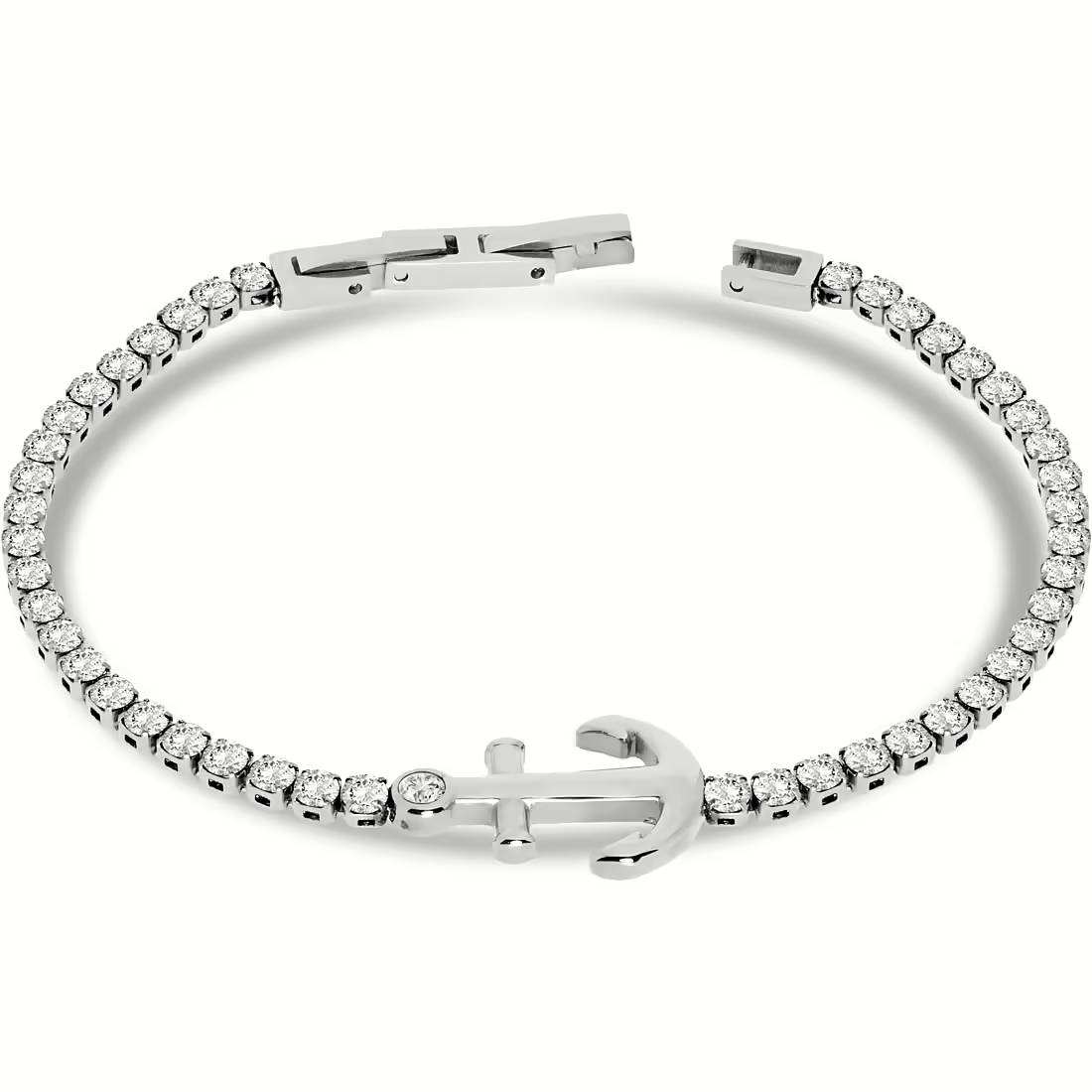 Bracciale Liu Jo MLJ506 tennis con zirconi acciaio con ancora uomo