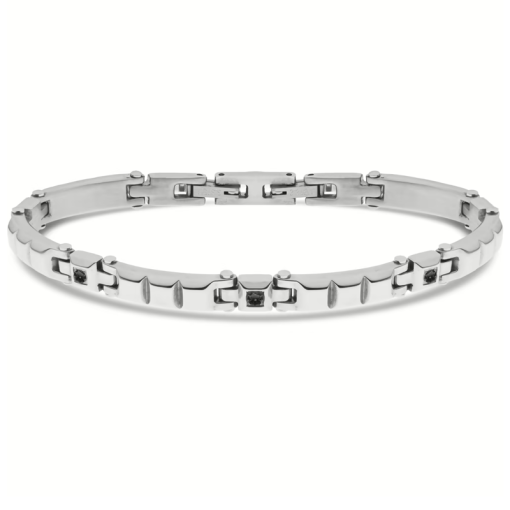 Bracciale Liu Jo MLJ521 acciaio con zirconi neri uomo