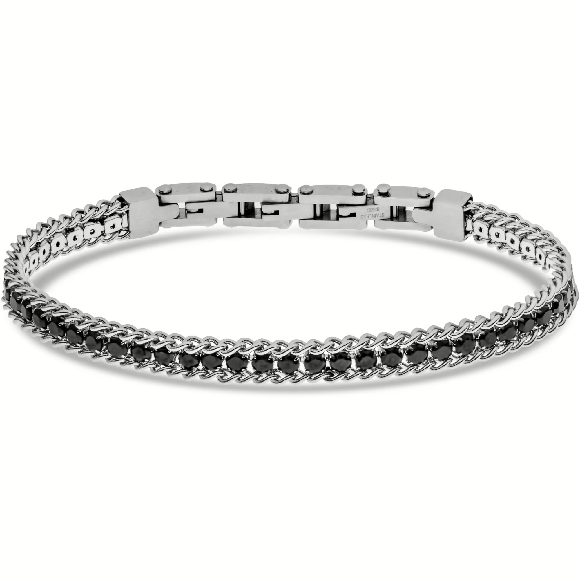 Bracciale uomo stile tennis con pietre nere silver Liu Jo MLJ525