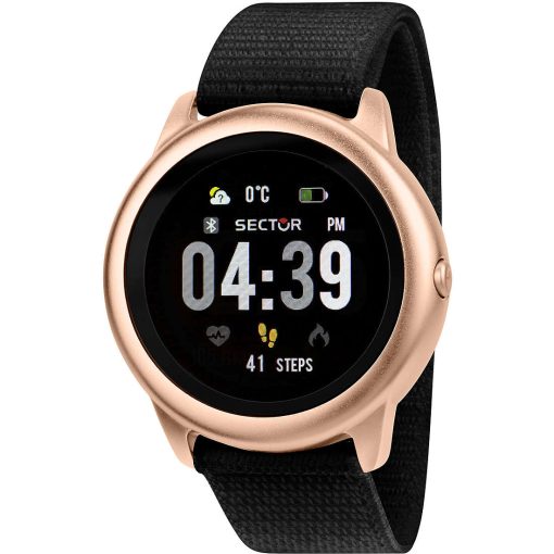Sector R3251157001 Smartwatch S-01 cinturino in tessuto nero cassa ramata con chiamata