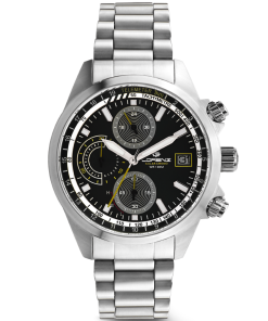 Lorenz 030253BB Solar Crono doppio cinturino acciaio e tessuto dettagli gialli