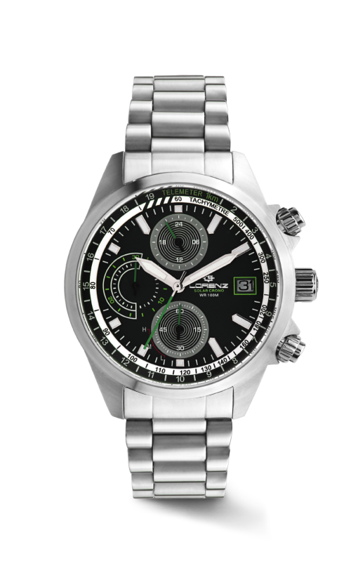 Lorenz 030253CC Solar Crono doppio cinturino acciaio e tessuto dettagli verdi