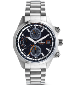 Lorenz 030253DD Solar Crono doppio cinturino acciaio e tessuto dettagli arancio
