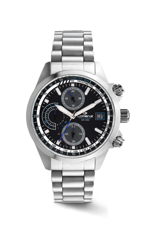 Lorenz 030253EE Solar Crono doppio cinturino acciaio e tessuto dettagli blu