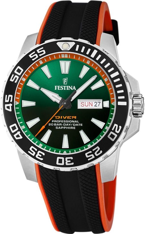 Festina F20662-2 Diver silicone nero e verde uomo