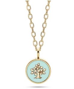Collana Liu Jo LJ2600  dorata con medaglia albero della vita azzurro donna