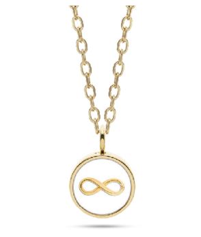 Collana Liu Jo LJ2603 dorata con medaglia infinito bianca donna